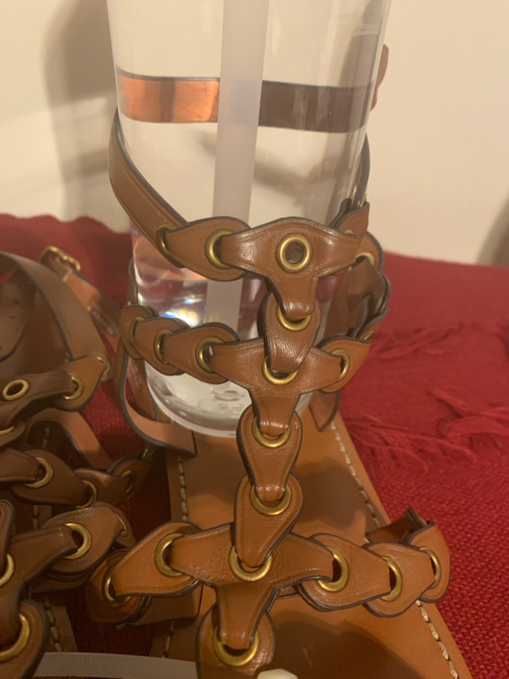 Coach Tan Leather Grommet Gladiator Sandals - Picture 4 of 9